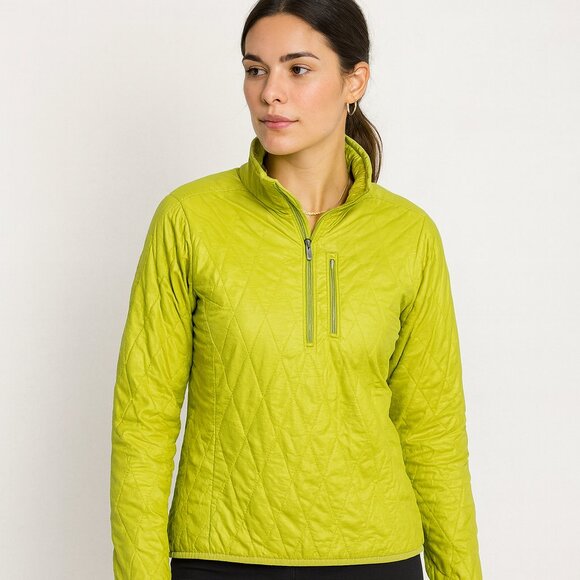 Patagonia Lime Green Quilted Pullover PrimaLoft Half Zip Lightweight Jacket L - Picture 2 of 12